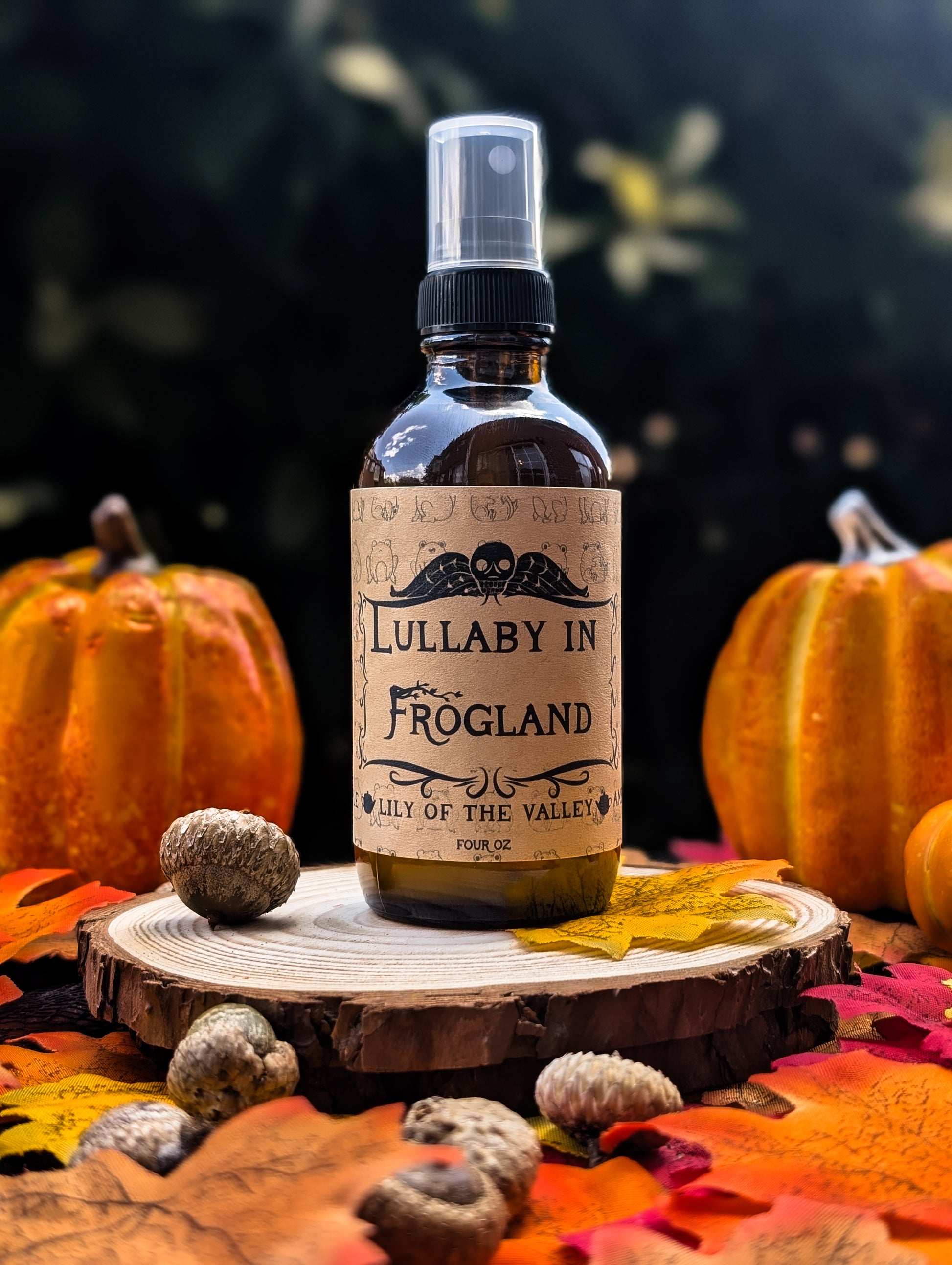 “Lullaby in Frogland room and linen spray with apple, lily of the valley, and amber scent, Over the Garden Wall inspired.”